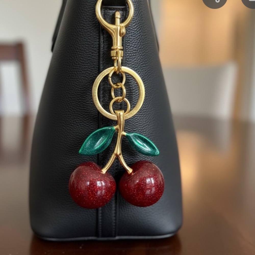 Cherry Gold and Red Keychain